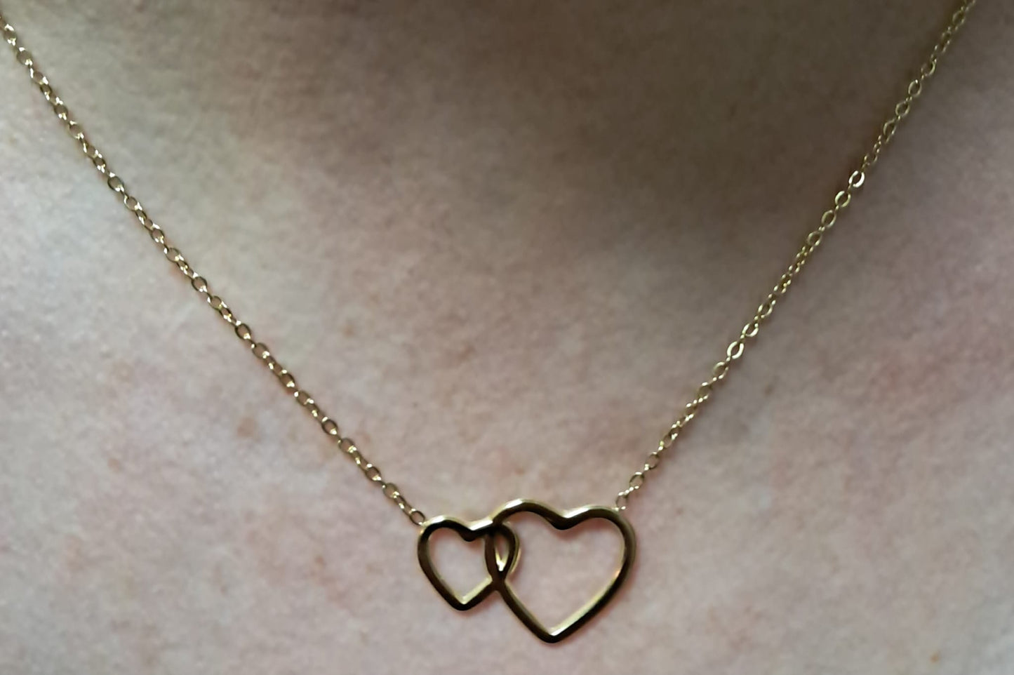 Fijne ketting in goud met 2 hartjes