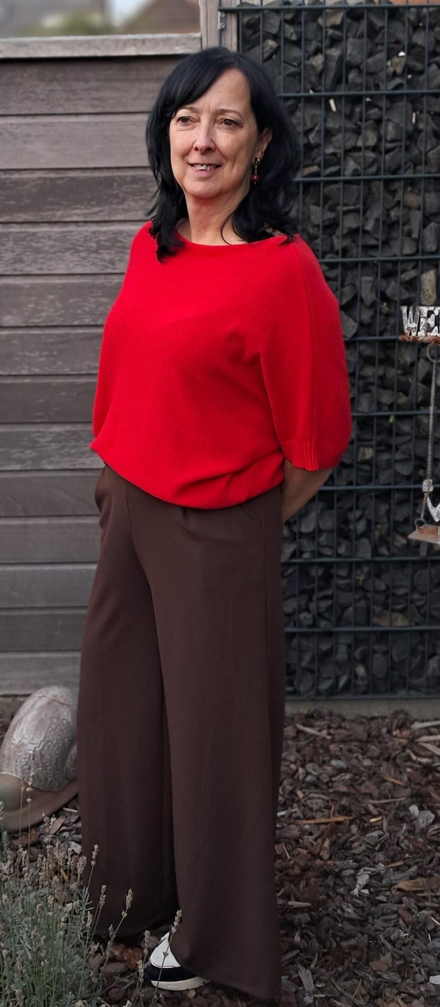 Fijne trui met ronde hals en vlindermouw TU TdS (rood of donkerblauw)