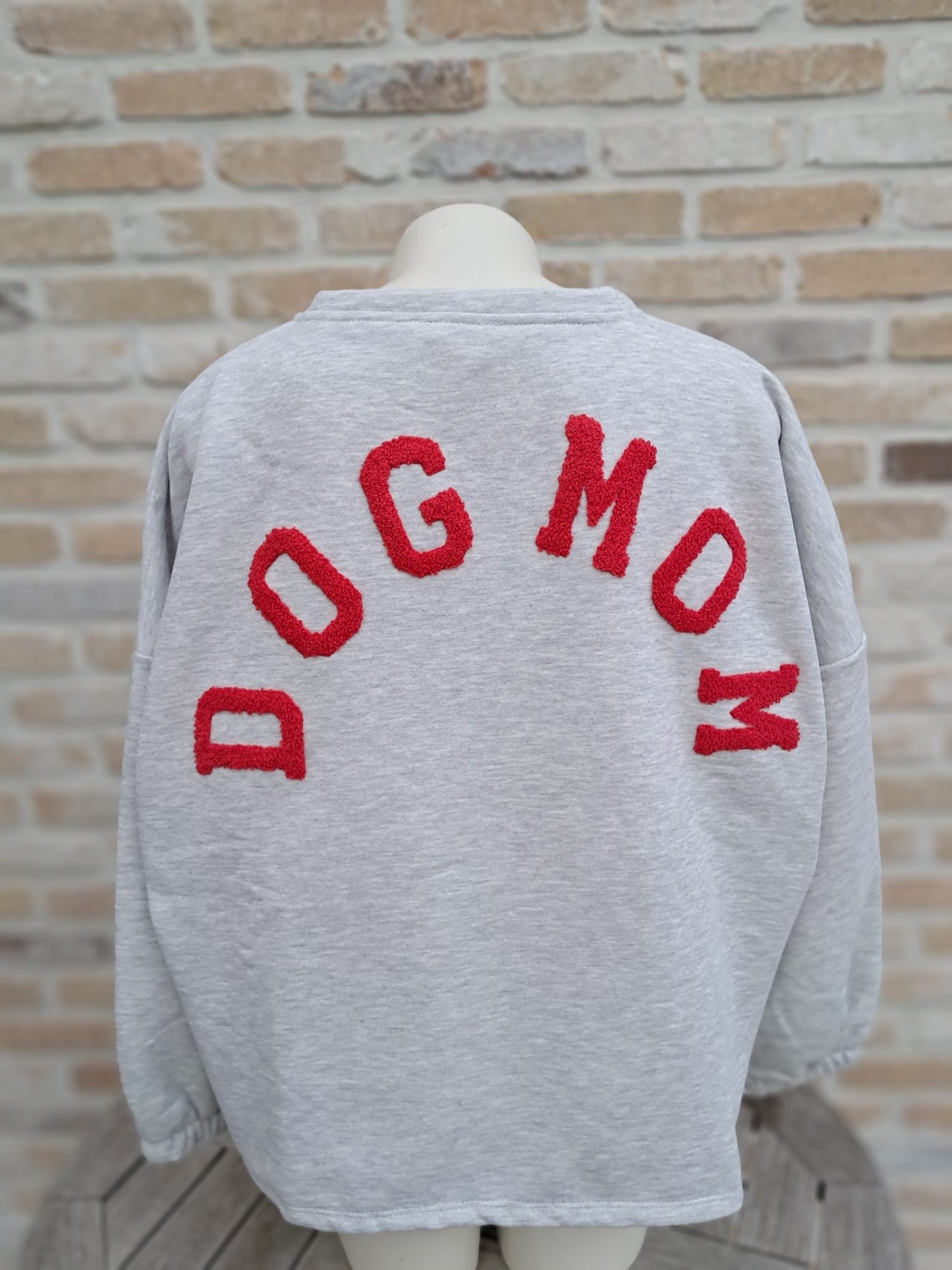 Pull DOGMOM grijs - rood
