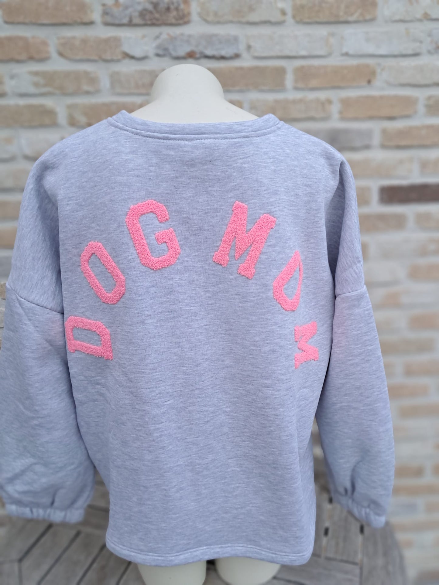 Pull DOGMOM grijs - felroze TU