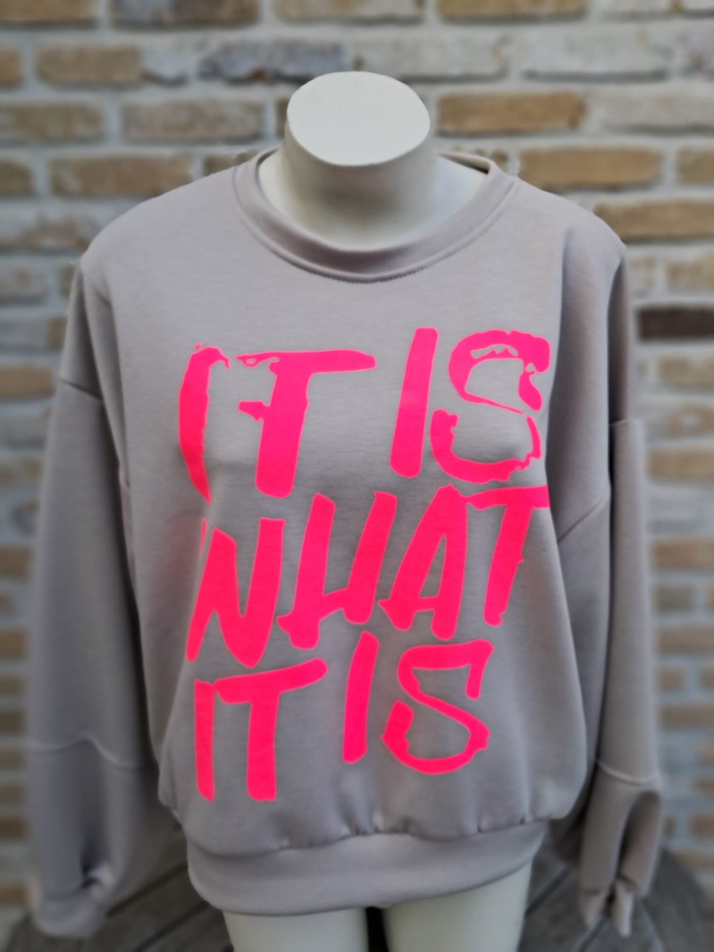 Sweater Lily It is what it is taupe-felroze TU