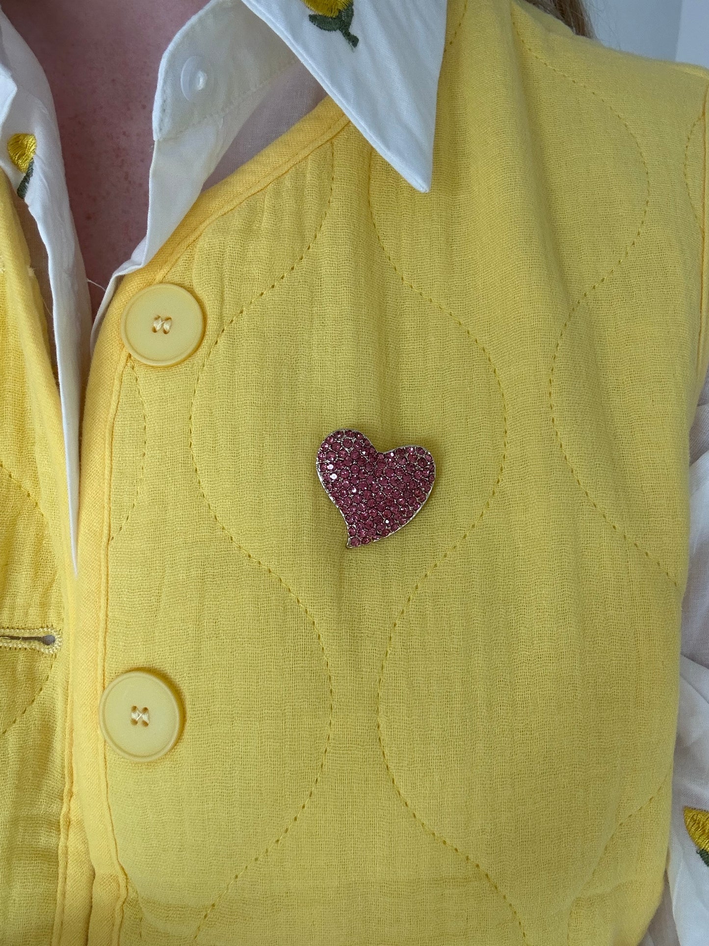 broche in hartvorm, zilver of roze strass
