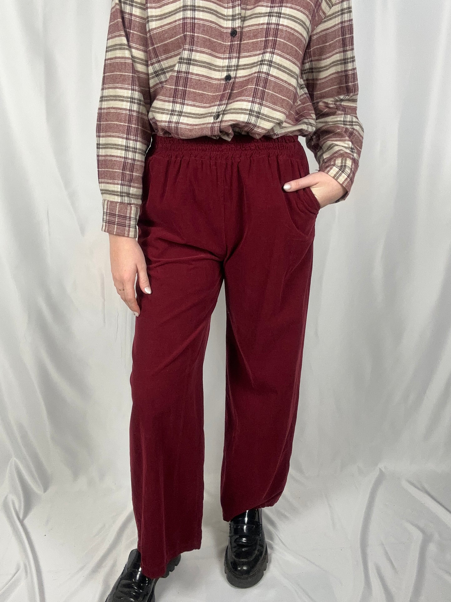 Fijn ribbelbroek Broek Léonie - burgundy