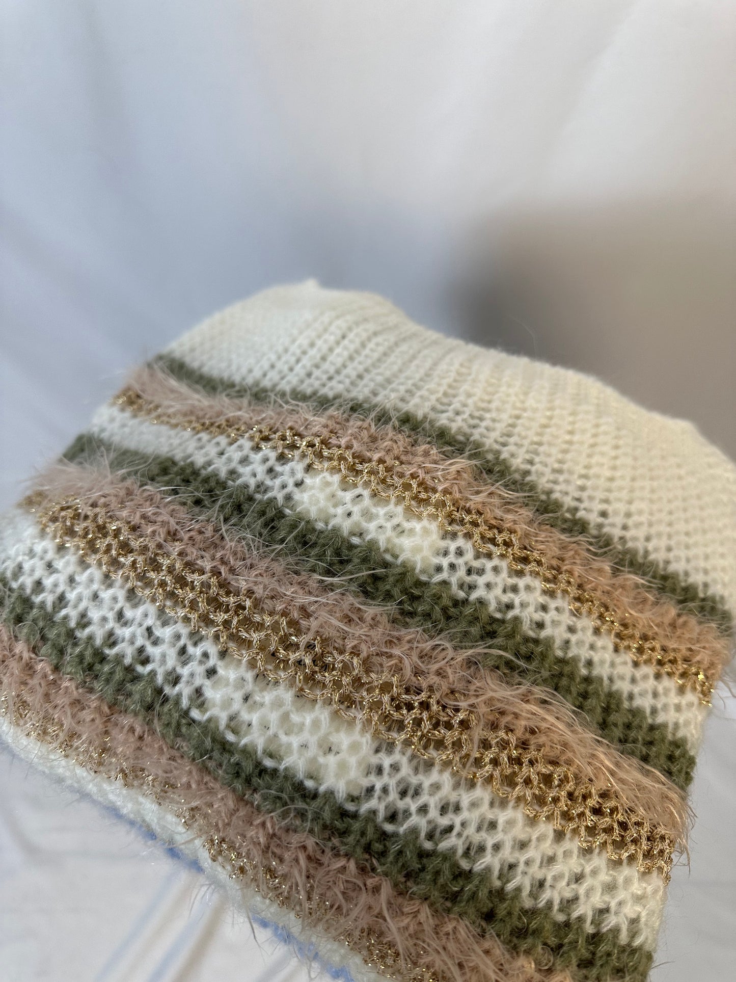 zachte pull met strepen, in khaki of blauw Terra de Siena