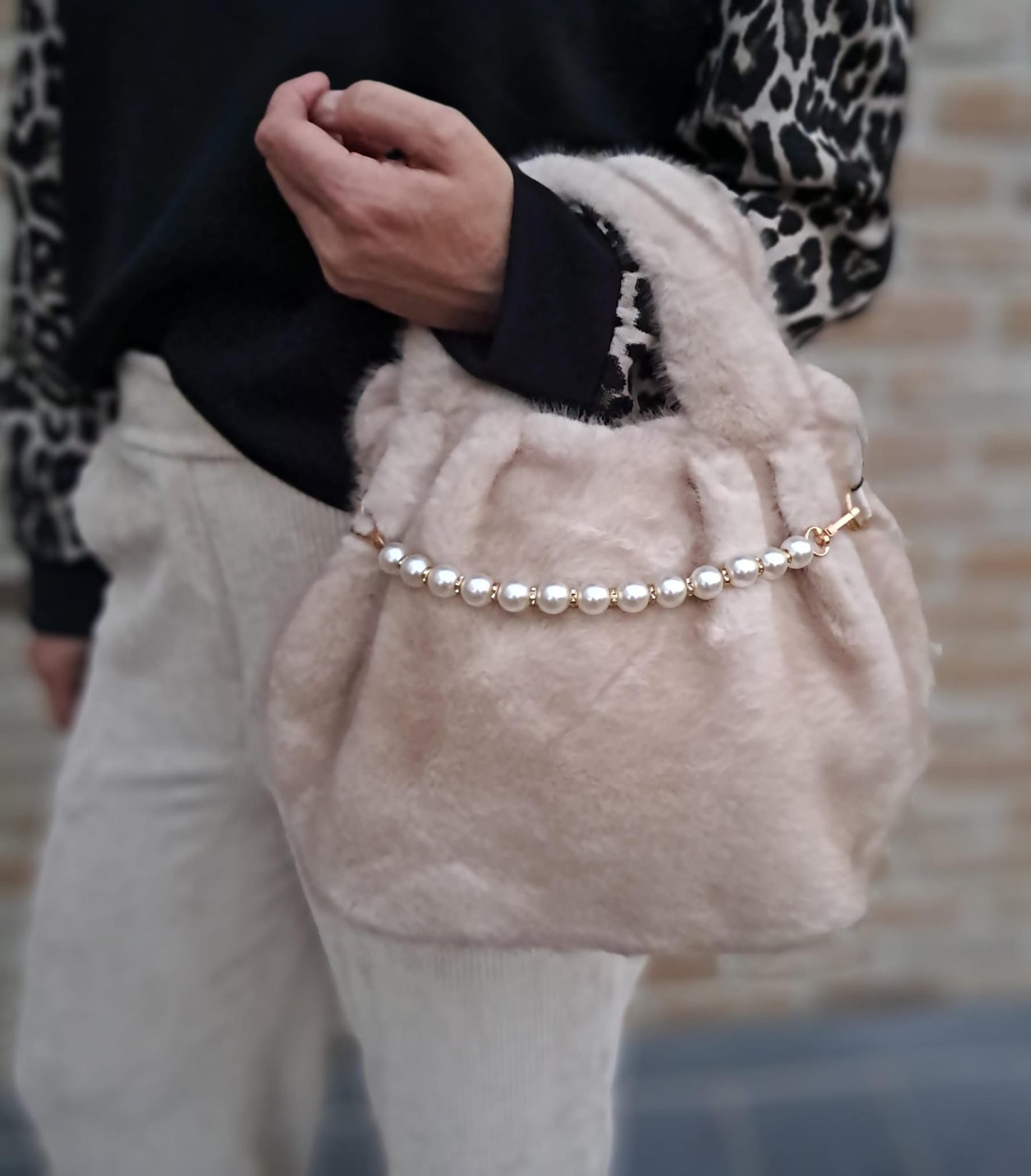 Handtas in imitatiebont, in 3 kleuren