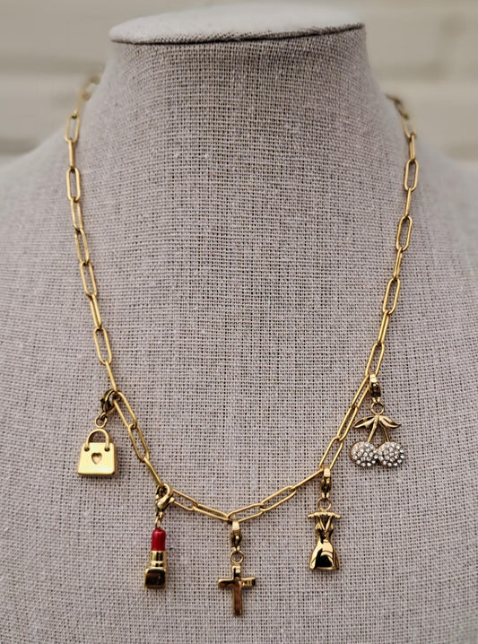 Bedelketting met 5 bedeltjes