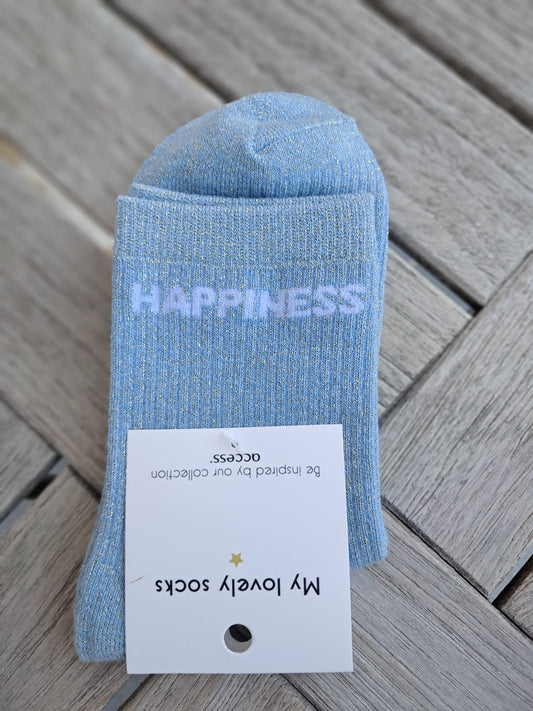 Kousjes  happiness  blauw en lichte glitter