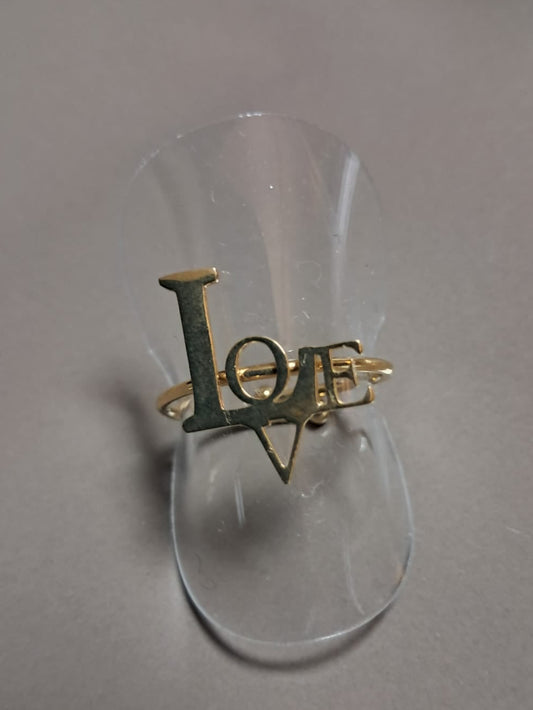 Fijn ringetje LOVE in zilver of goud ( verstelbaar )