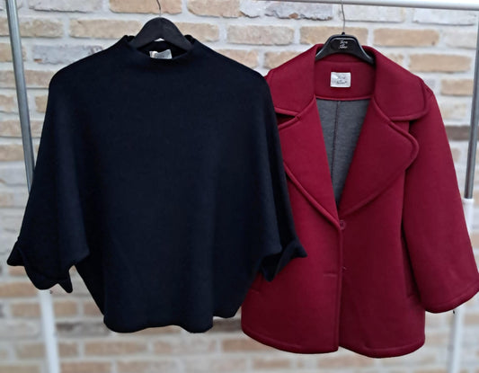 Bordeaux blazer met halflange mouw  TU  TdS