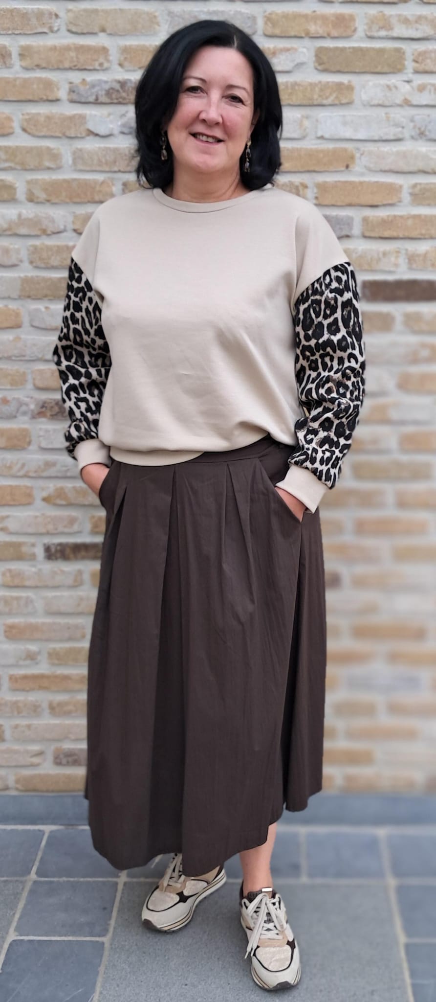 Trui met mouwen in panterprint als blikvanger!!  TU   TdS