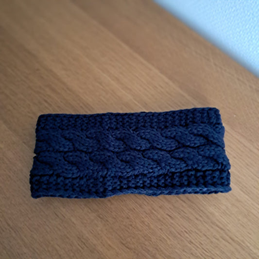 Gebreide haarband met kabelmotief, marineblauw
