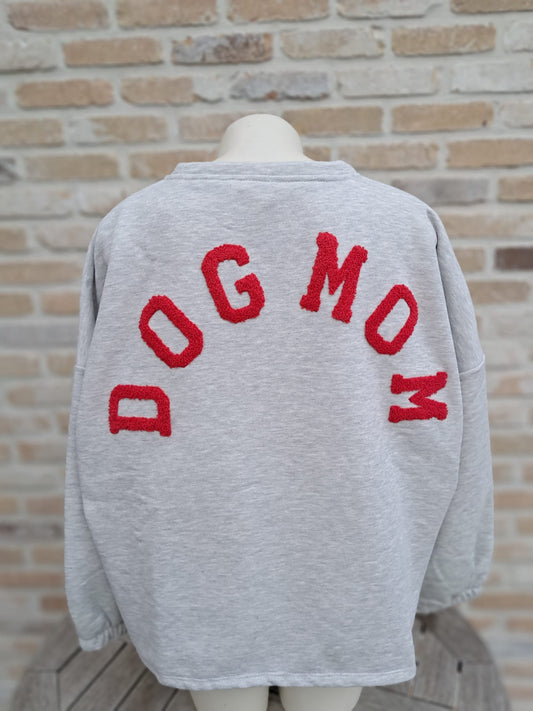 Pull DOGMOM grijs - rood