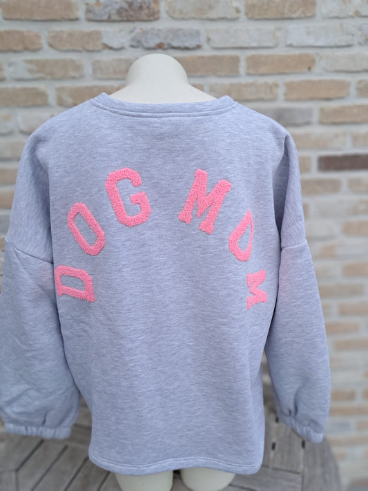 Pull DOGMOM  grijs - felroze    TU