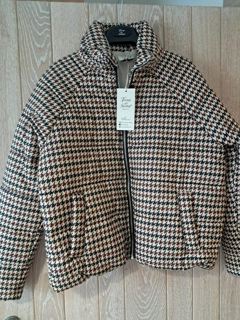 Gewatteerde pufferjack  Rosy TdS  pied-de poule (beige-bruin-zwart)   TU (36-42).