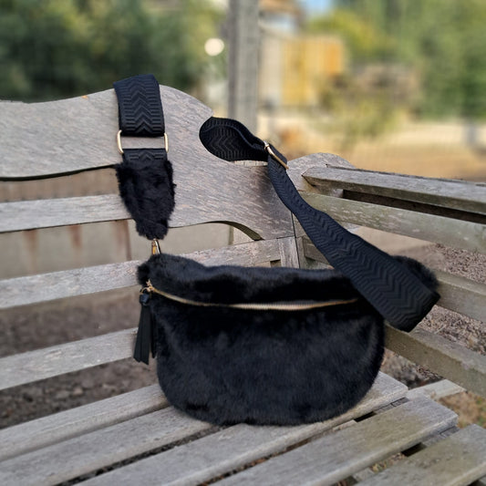 Crossbody in zwart imitatiebont