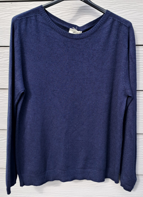 Donkerblauwe basic trui met lange mouwen