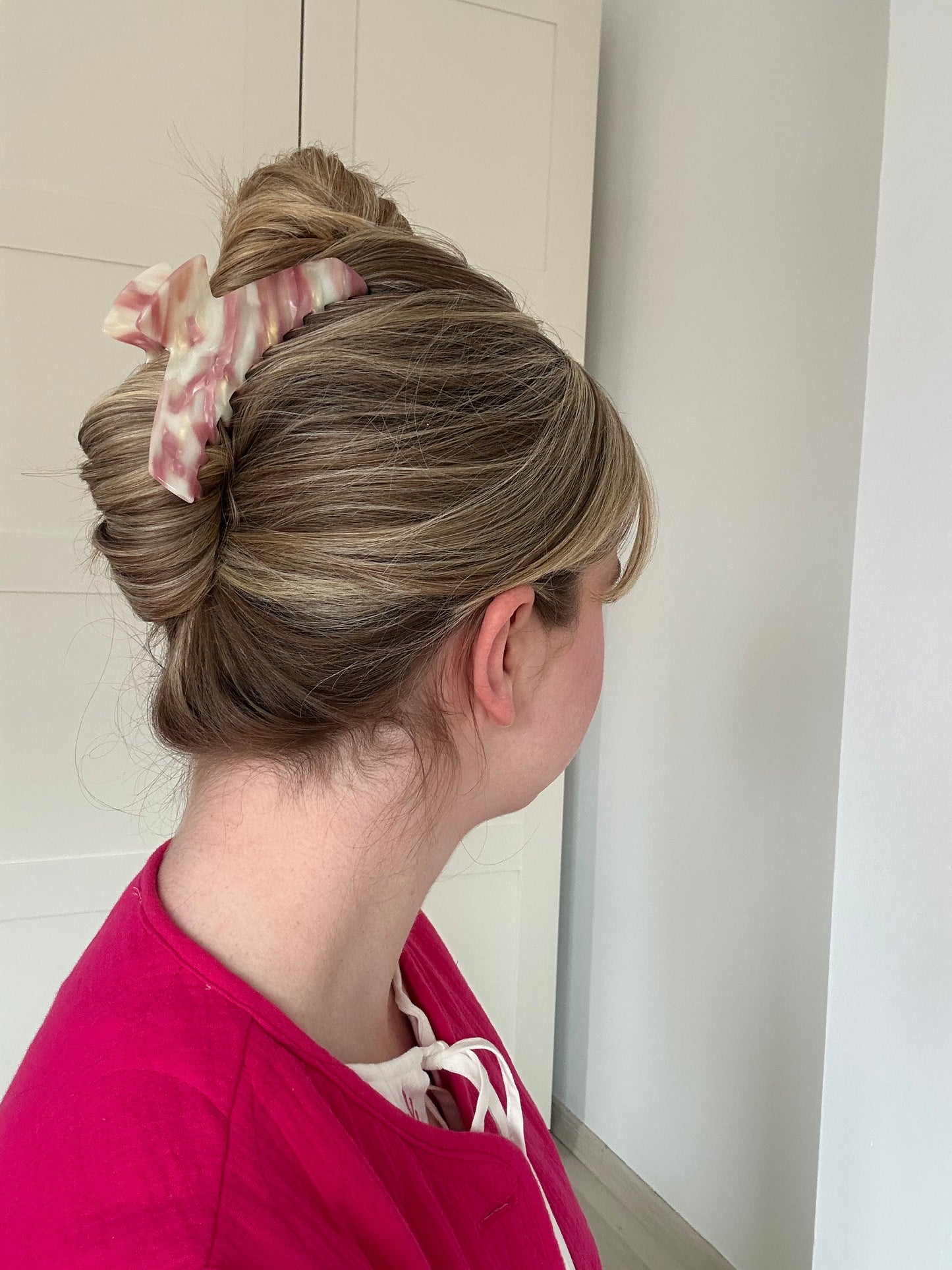 Mooie haarspeld in roos-marmer