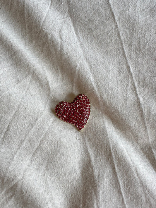 broche in hartvorm, zilver of roze strass