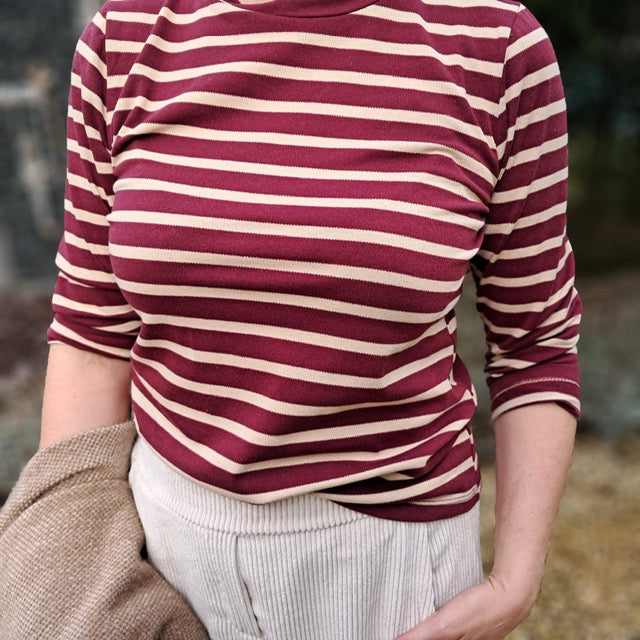 Gestreepte t-shirt met lange mouwen, in 3 kleuren