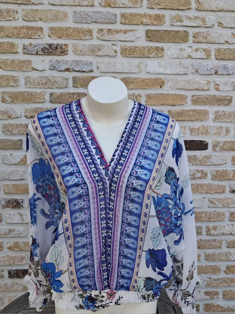Blouse Boho blauw  TdS  TU ( 36-44 )