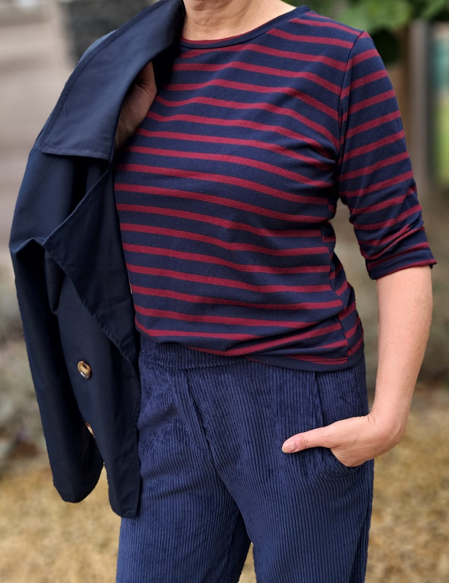 Gestreepte t-shirt met lange mouwen, in 3 kleuren