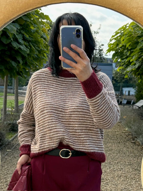 Warme, zachte pull met strepen en ronde hals, TU