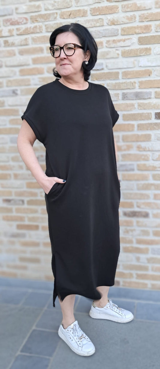 Midi T-shirt-jurk Nola Zwart