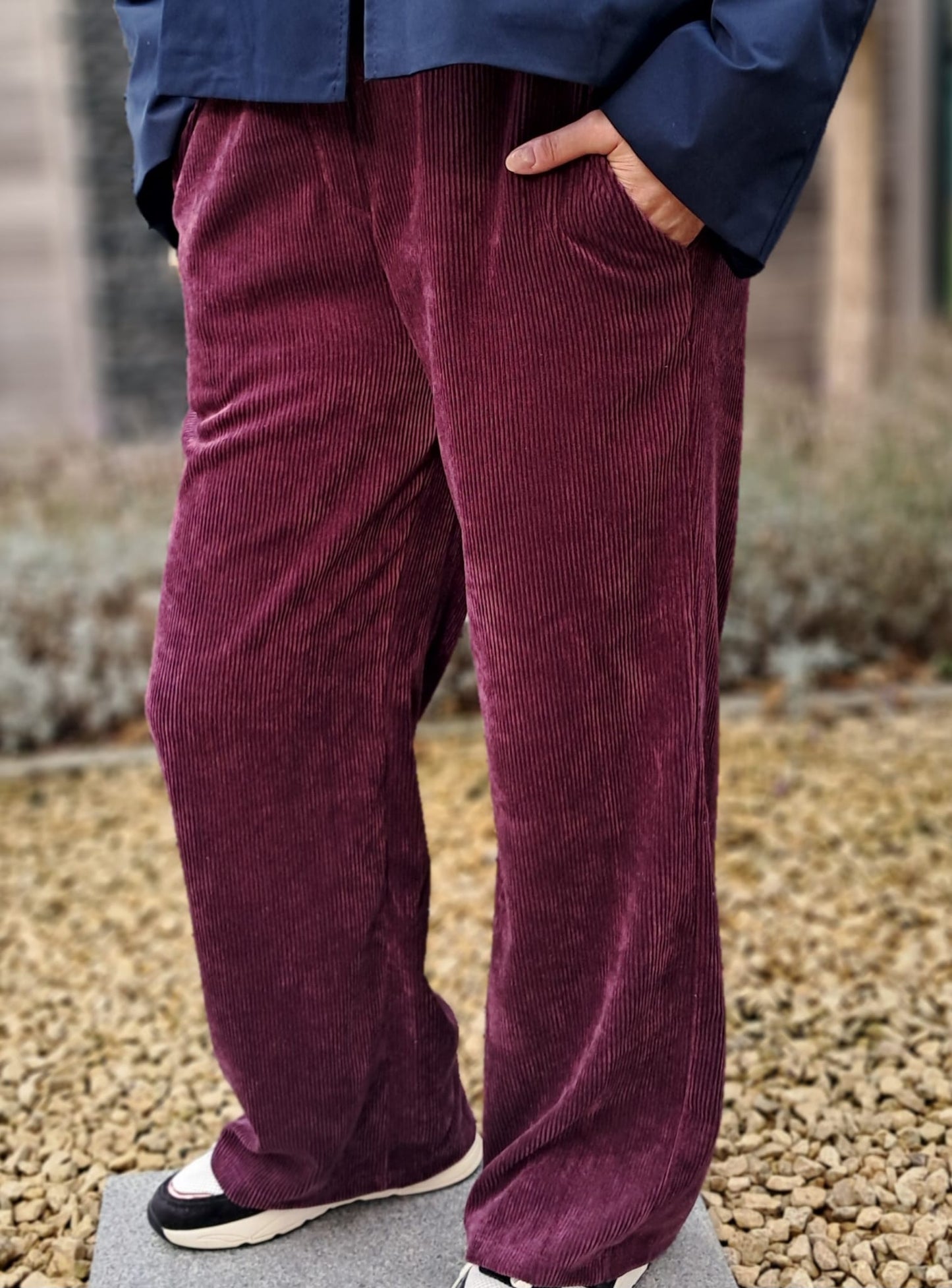 Broeken in velours met elastische tailleband, in 4 kleuren (TU)