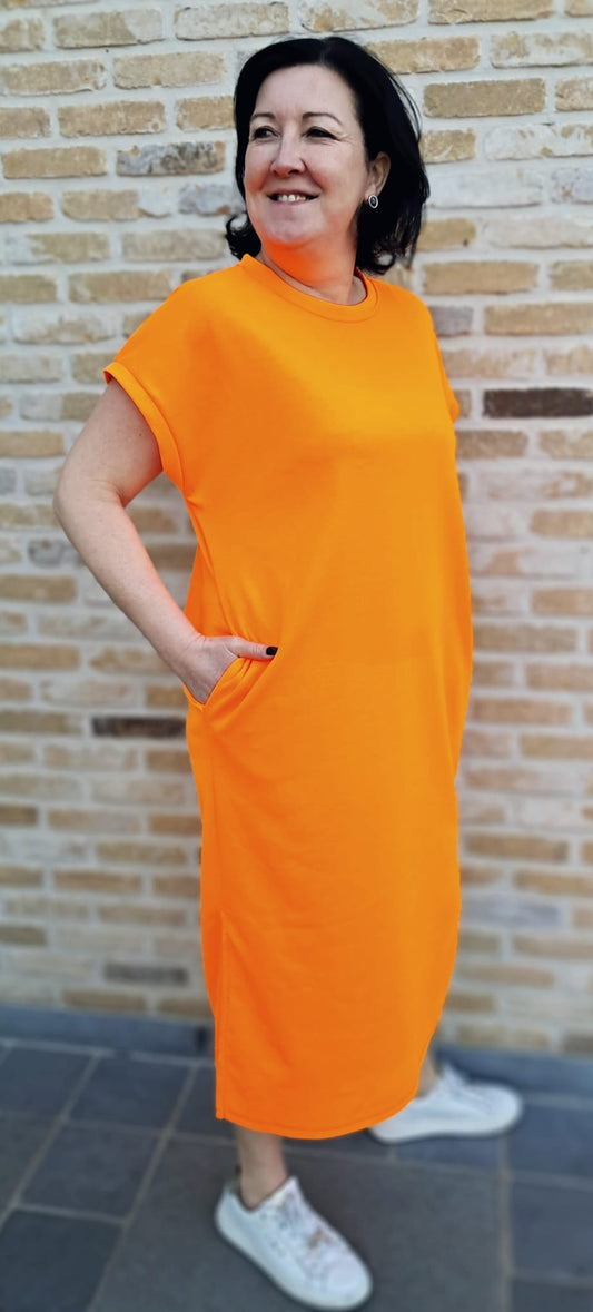 Midi T-shirt-jurk Nola Oranje