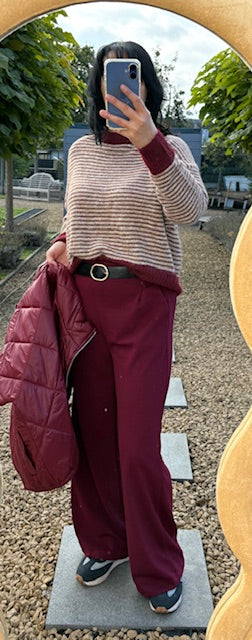 Warme, zachte pull met strepen en ronde hals, TU