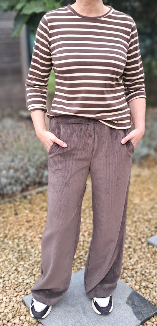 Broeken in velours met elastische tailleband, in 4 kleuren (TU)