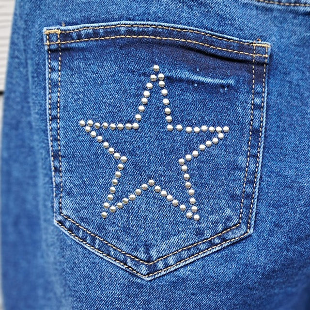 Jeans met ster op zak, 2 kleuren
