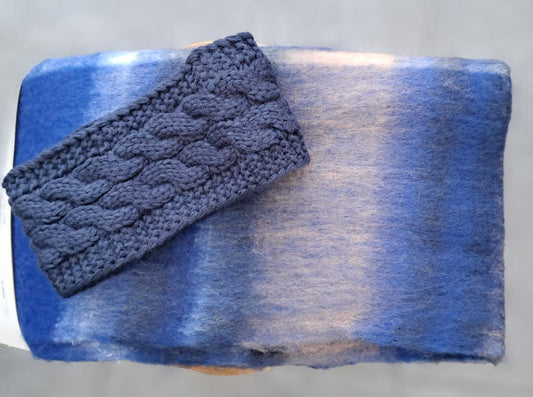 Manoukian-sjaal in marine en bruine tinten