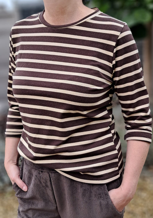 Gestreepte t-shirt met lange mouwen, in 3 kleuren